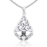 Celtic Triquetra with Claddagh Silver Pendant TPD2239 - Jewelry