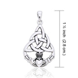 Celtic Triquetra with Claddagh Silver Pendant TPD2239 - Jewelry