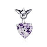 Gentle touch by the Wings of an Angel ~Sterling Silver Jewelry Pendant with a Heart-shaped Gemstone TPD2347 - Jewelry