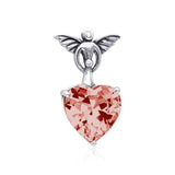 Gentle touch by the Wings of an Angel ~Sterling Silver Jewelry Pendant with a Heart-shaped Gemstone TPD2347 - Jewelry