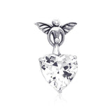 Gentle touch by the Wings of an Angel ~Sterling Silver Jewelry Pendant with a Heart-shaped Gemstone TPD2347 - Jewelry