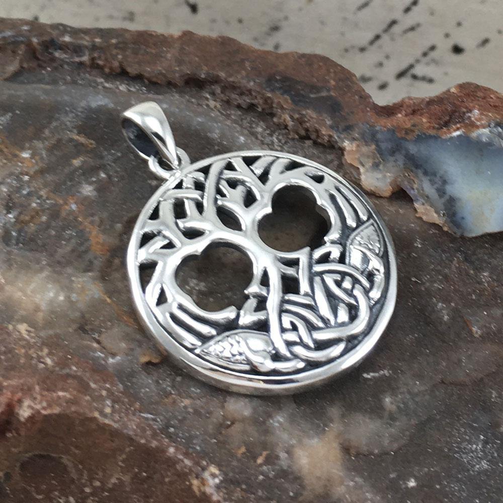 Interwoven with Birds in the Celtic Tree of Life ~ Sterling Silver Jewelry Pendant TPD3019 - Jewelry