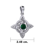 Celtic Quaternary Knot Silver Pendant with Gemstone TPD3028 - Jewelry