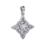 Celtic Quaternary Knot Silver Pendant with Gemstone TPD3028 - Jewelry