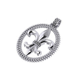 Honoring the noble symbolism of Fleur-de-Lis ~ Sterling Silver Jewelry Fleur-de-Lis Braided Pendant TPD323 - Jewelry