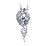 Captured by the Grace of the Angel Phoenix ~ Sterling Silver Jewelry Pendant with Gemstone TPD3266 - Jewelry