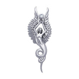 Captured by the Grace of the Angel Phoenix ~ Sterling Silver Jewelry Pendant with Gemstone TPD3266 - Jewelry