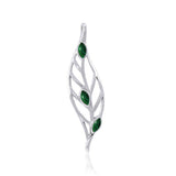 Leaf Silver Pendant with Gemstones TPD3339 - Jewelry