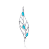 Leaf Silver Pendant with Gemstones TPD3339 - Jewelry
