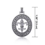 Fleur De Lis Celtic Knotwork Silver Pendant TPD336 - Jewelry