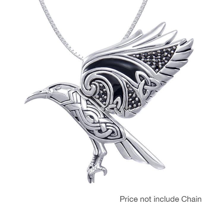 Behind the Mystery of the Mythical Raven ~ Silver Jewelry Pendant TPD3382 - Jewelry
