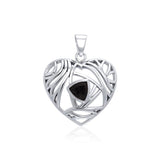 Contemporary Silver Heart Pendant with Gemstone TPD3478 - Jewelry