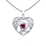 Contemporary Silver Heart Pendant with Gemstone TPD3478 - Jewelry