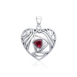 Contemporary Silver Heart Pendant with Gemstone TPD3478 - Jewelry