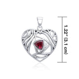 Contemporary Silver Heart Pendant with Gemstone TPD3478 - Jewelry