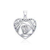Contemporary Silver Heart Pendant with Gemstone TPD3478 - Jewelry