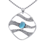 Contemporary Silver Pendant with Wave Motif Gemstone TPD3493 - Jewelry