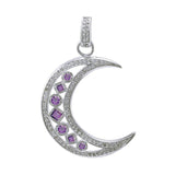Chakra Moon Sterling Silver with Gemstones Pendant TPD3494 - Jewelry