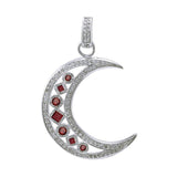 Chakra Moon Sterling Silver with Gemstones Pendant TPD3494 - Jewelry