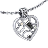 Fantastic Contemporary Design Heart Silver Pendant with Gemstones TPD3506