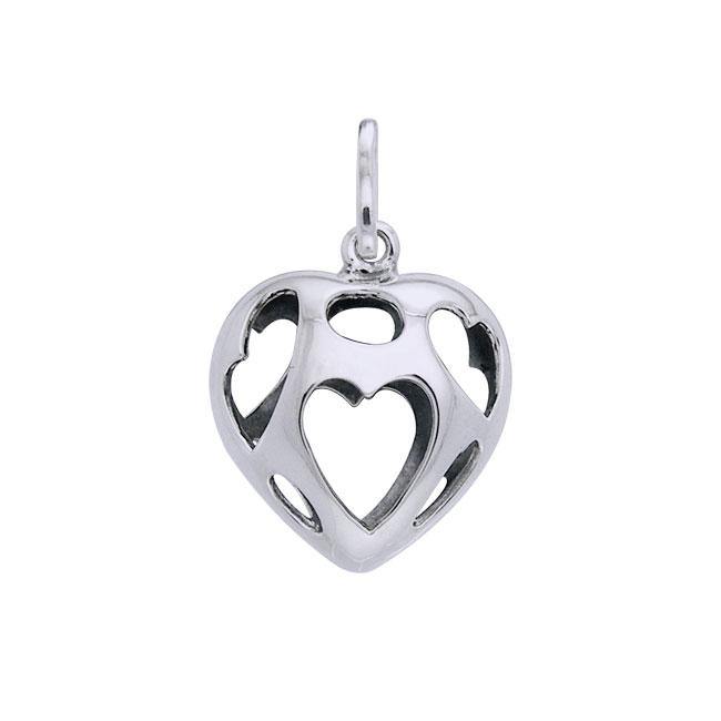 Bold Filigree in Heart Shape Silver Pendant TPD3514 - Jewelry