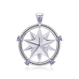 Compass with Gemstone Silver Pendant TPD3529 - Jewelry