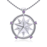 Compass with Gemstone Silver Pendant TPD3529 - Jewelry