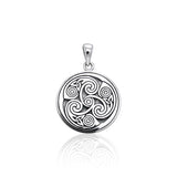 Celtic Triskele Round Silver Pendant TPD3542