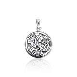 Celtic Triskele Round Silver Pendant TPD3542 - Jewelry