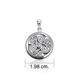 Celtic Triskele Round Silver Pendant TPD3542 - Jewelry