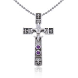 Enlightened by the symbolism of Fleur-de-Lis in the sacred cross ~ Sterling Silver Jewelry Pendant TPD356 - Jewelry