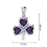 The unsurpassed fascination in a Shamrock ~ Sterling Silver Jewelry Small Pendant with Gemstones TPD3563