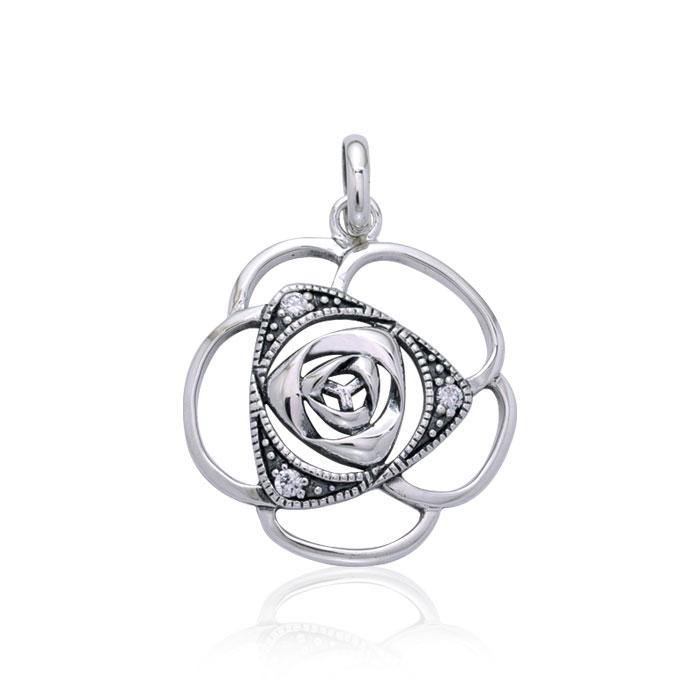 Blooming Rose Silver Pendant with Gems TPD3585 - Jewelry
