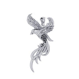 Soar to the Heavens Flying Phoenix Sterling Silver Pendant with Gems TPD3591