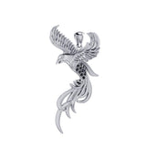 Soar to the Heavens Flying Phoenix Silver Pendant with Gems TPD3591