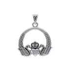 Swan Claddagh Silver Pendant TPD3607 - Jewelry