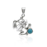 Jumping Frog with Stone Silver Pendant TPD3612