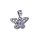 Life's colorful transformation ~ Sterling Silver Jewelry Butterfly Pendant with Gemstone TPD3685