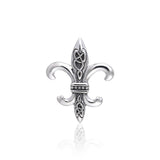 Celtic Knots Fleur De Lis Silver Pendant TPD381