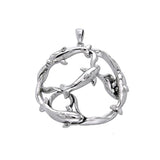 Swimming Dolphins Silver Pendant TPD3939 - Jewelry