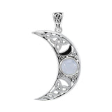 Blue Moon Large Silver Pendant with Gem and Enamel TPD4057 - Jewelry