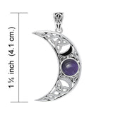Blue Moon Large Silver Pendant with Gem and Enamel TPD4057 - Jewelry