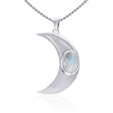 Glow in the Light of the Beautiful Crescent Moon ~ Sterling Silver Jewelry Pendant with Gemstone TPD4059 - Jewelry