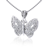 Your wings are ready to fly! ~ Sterling Silver Jewelry Celtic Knotwork Butterfly Pendant TPD4119
