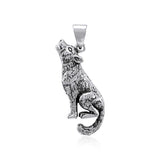 Howling Wolf Silver Pendant TPD4140 - Jewelry