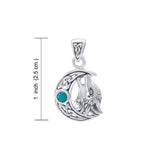 Sterling Silver Wolf with Celtic Moon Pendant TPD4290 - Jewelry