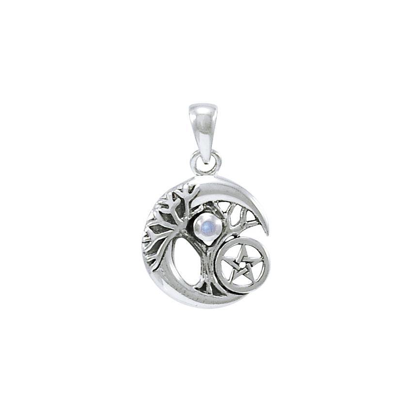 Crescent Moon Tree of Life with Star Silver Pendant TPD4311 - Jewelry