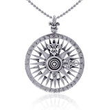 Celtic tradition in Fleur-de-Lis Sterling Silver Rose Compass Jewelry Pendant TPD4342 - Jewelry