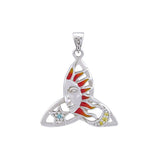 Enameled Celtic Sun on Trinity Knot Sterling Silver with Gemstone Pendant TPD4359