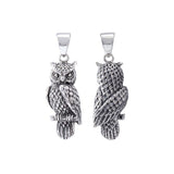 Wise and ever watchful ~ Sterling Silver Jewelry Horned Owl 3 Dimensional Pendant TPD4586